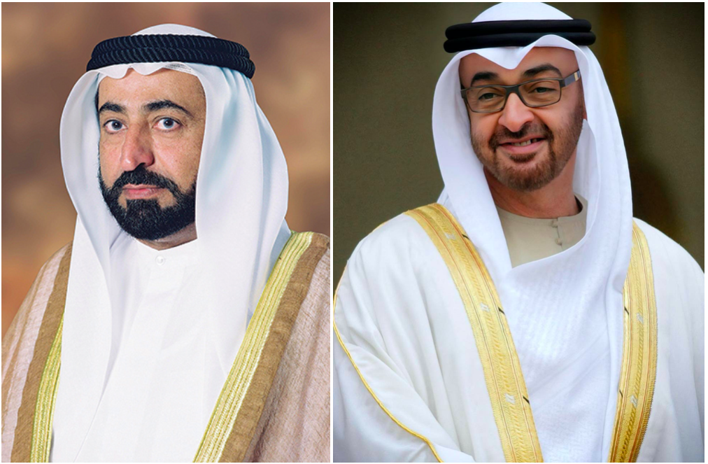 Sheikh Sultan meets with Sheikh Mohamed Bin Zayed and exchanges Eid greetings